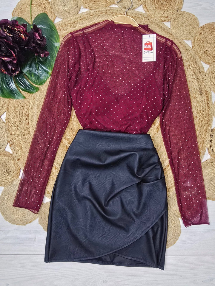 Maglia strass con coppe preformate Bianco Level Stores