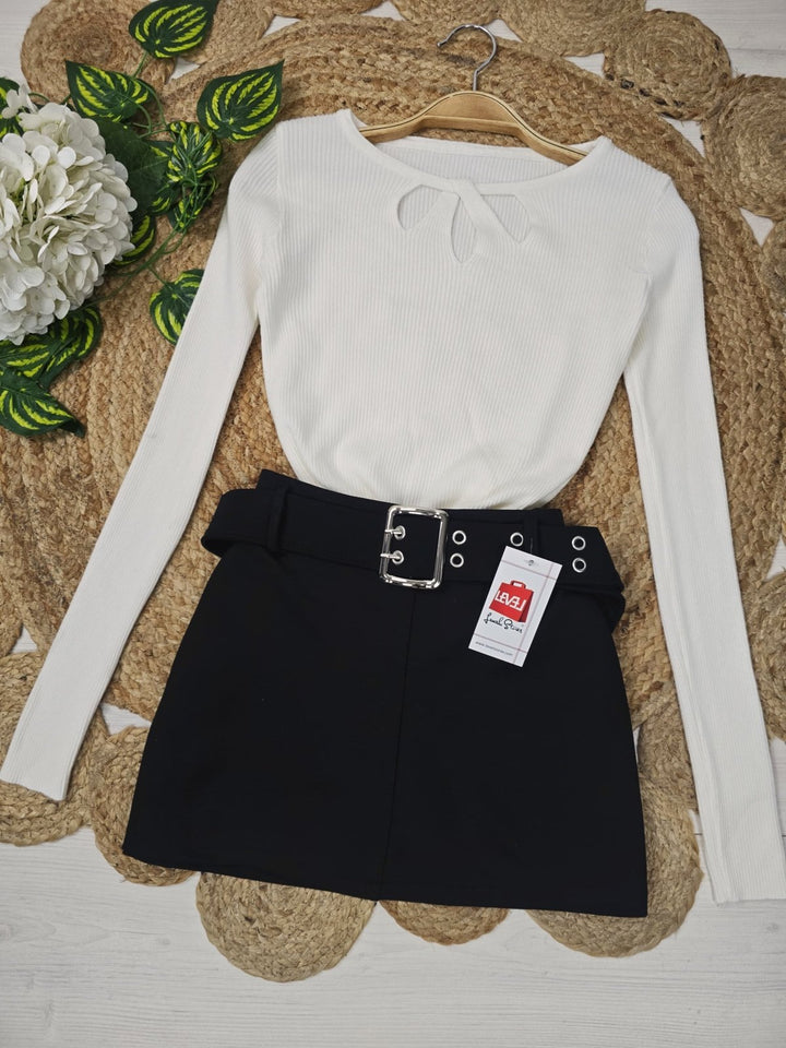 Maglione a costine aderente elasticizzato morbido e caldo Nero Level Stores