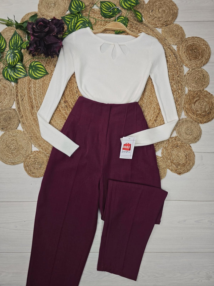 Maglione a costine aderente elasticizzato morbido e caldo Marrone Level Stores