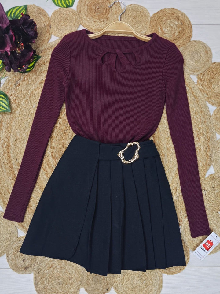 Maglione a costine aderente elasticizzato morbido e caldo Marrone Level Stores