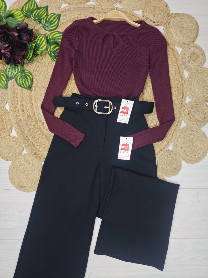 Maglione a costine aderente elasticizzato morbido e caldo Bordo Level Stores