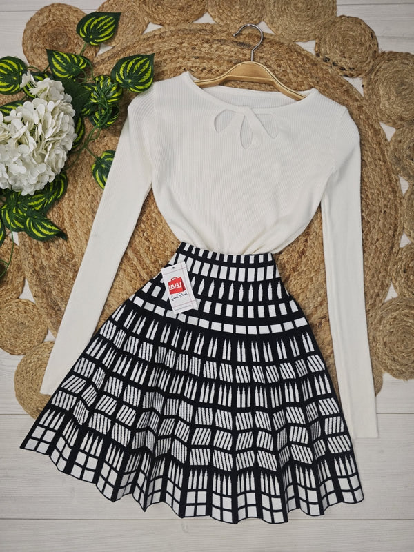 Maglione a costine aderente elasticizzato morbido e caldo Bianco Level Stores