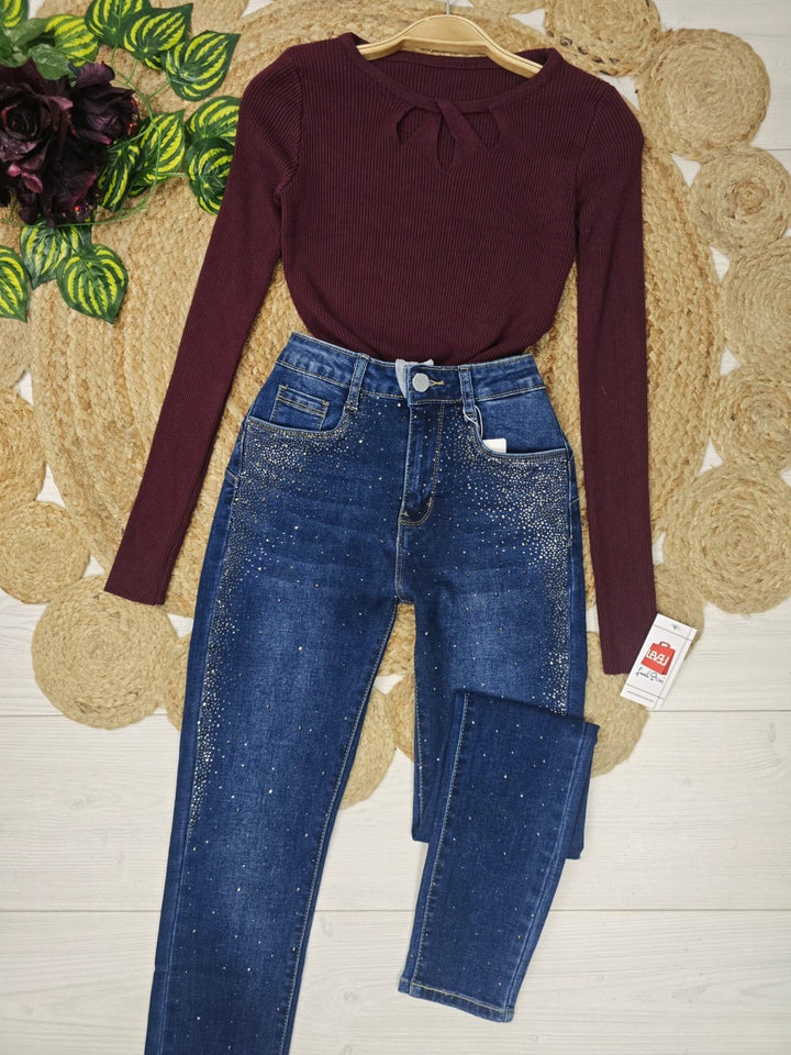 Maglione a costine aderente elasticizzato morbido e caldo Nero Level Stores