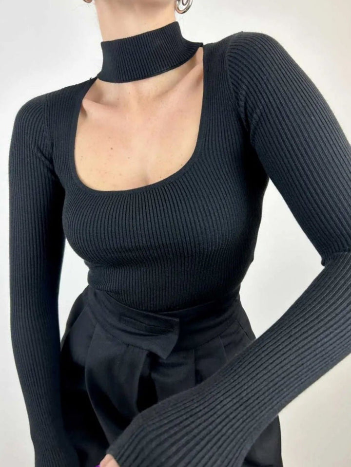 Maglione a costine aderente Bianco Level Stores