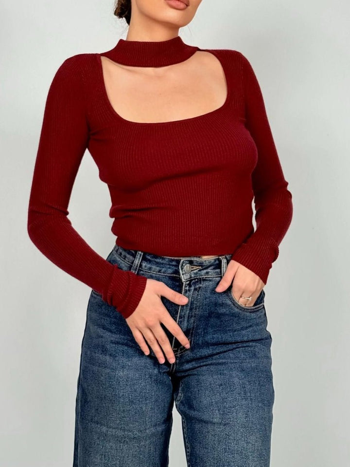 Maglione a costine aderente Bordo Level Stores