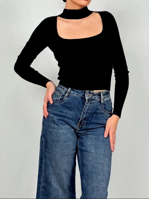 Maglione a costine aderente Bianco Level Stores