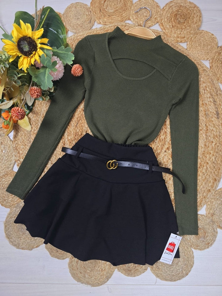 Maglione a costine aderente - Verde militare - Level Stores