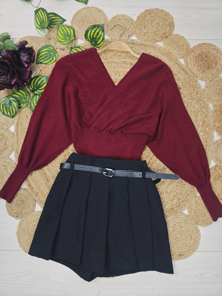 Maglione a costine scollo a v morbido Bianco Level Stores