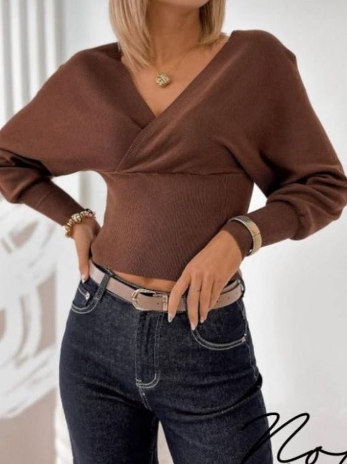 Maglione a costine scollo a v morbido Nero Level Stores