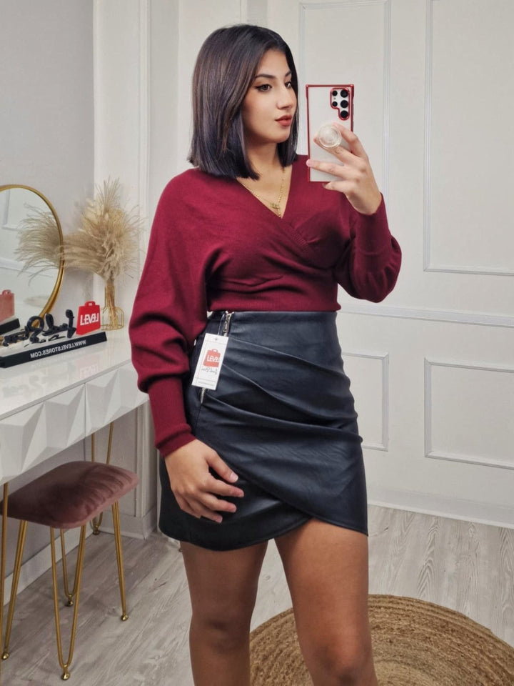 Maglione a costine scollo a v morbido Bordo Level Stores