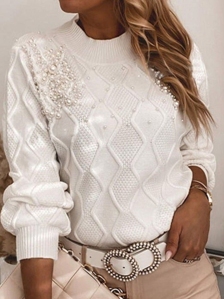 Maglione applicazione perle - Bianco - Level Stores