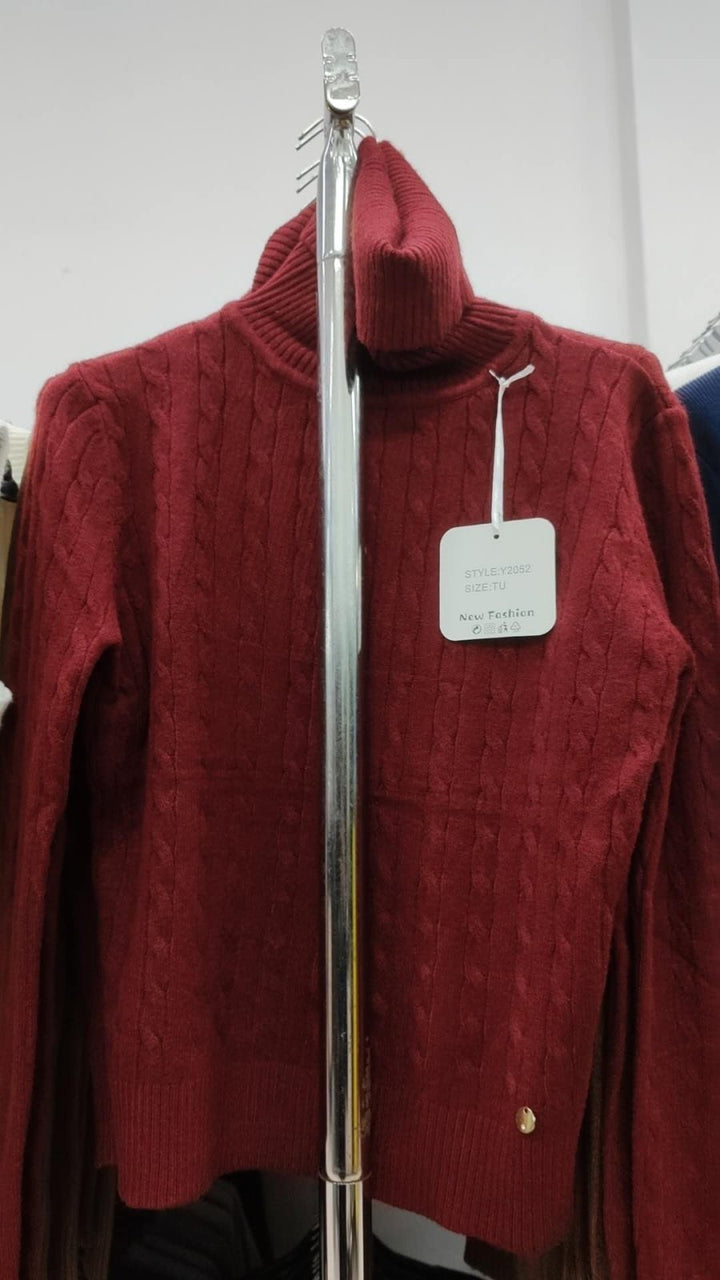 Maglione collo alto lunghezza normale con motivo a intreccio Bordo Level Stores