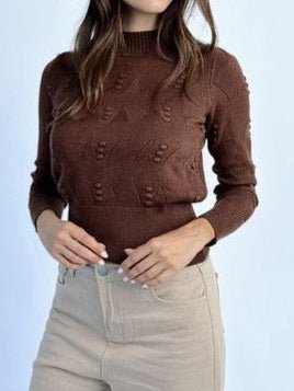 Maglione collo alto morbido e caldo Marrone Level Stores