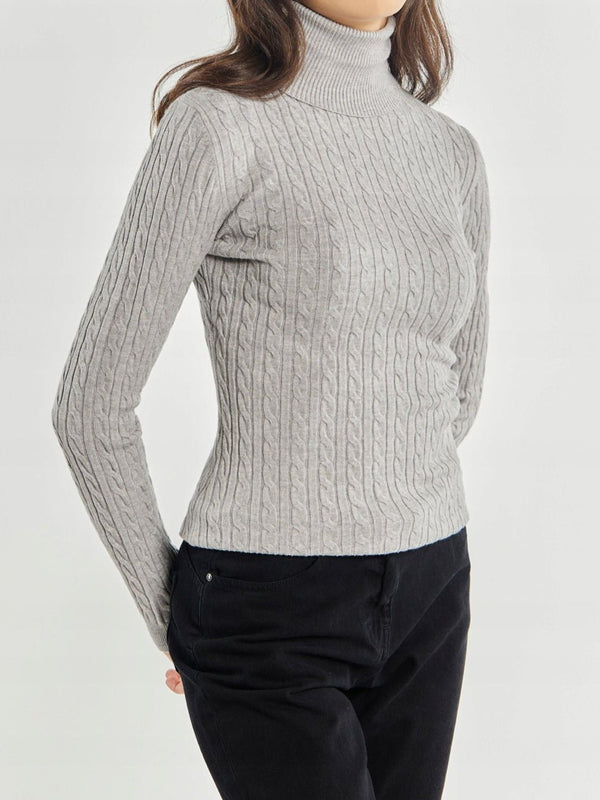 Maglione collo alto&nbsp; lunghezza normale con motivo a intreccio Grigio Level Stores