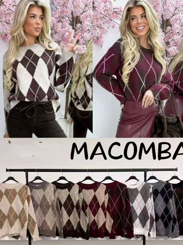 Maglione con fantasia astratta pesante morbido e caldo Fondo Nero Level Stores