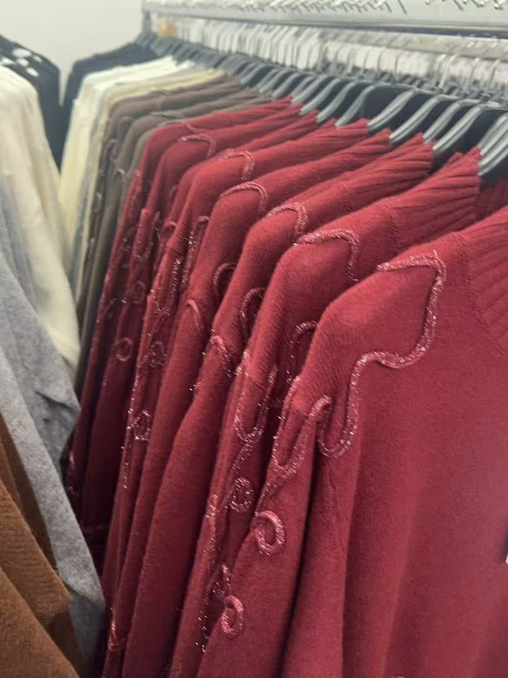 Maglione con fantasia fiore morbido e caldo Nero Level Stores