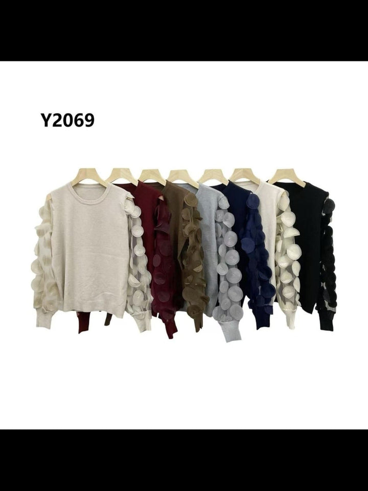 Maglione con maniche lunghe in tulle a palloncino Bordo Level Stores