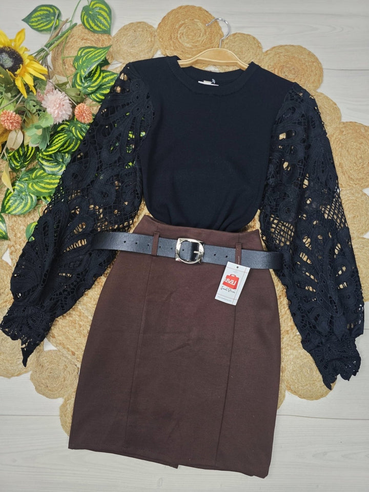 Maglione con maniche lunghe n tulle a palloncino Bianco Level Stores