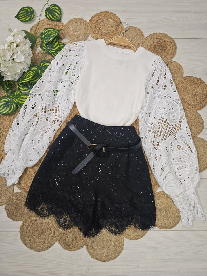 Maglione con maniche lunghe n tulle a palloncino Bianco Level Stores