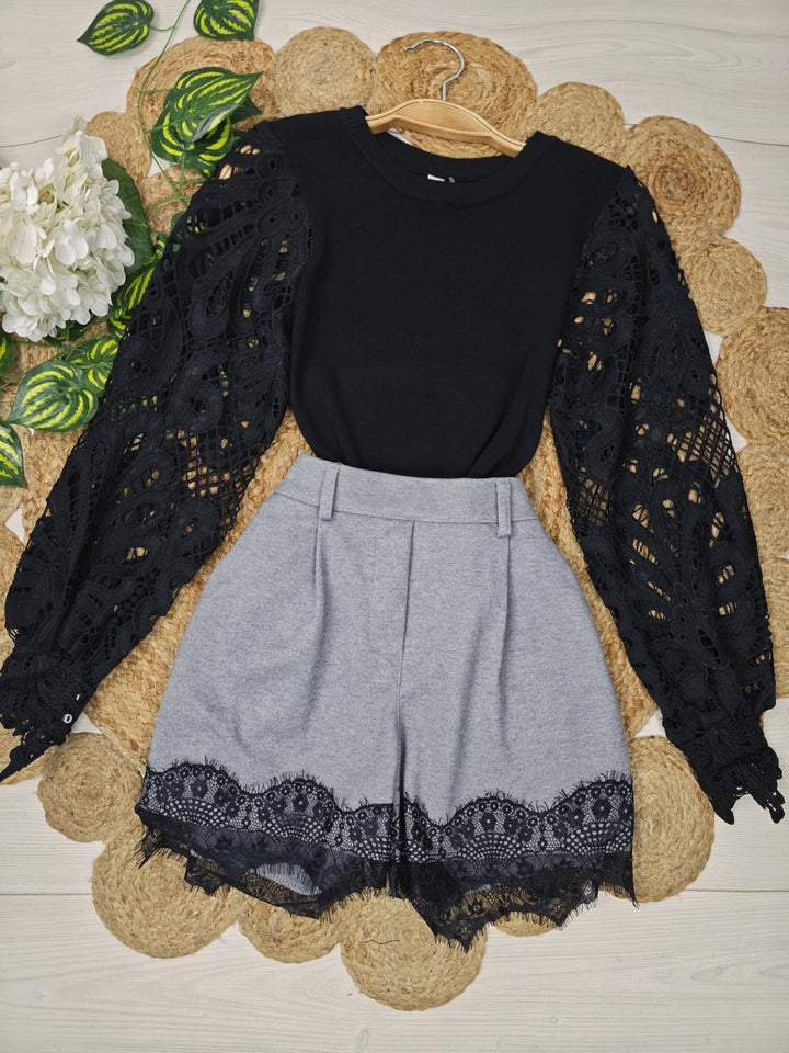 Maglione con maniche lunghe n tulle a palloncino Bianco Level Stores