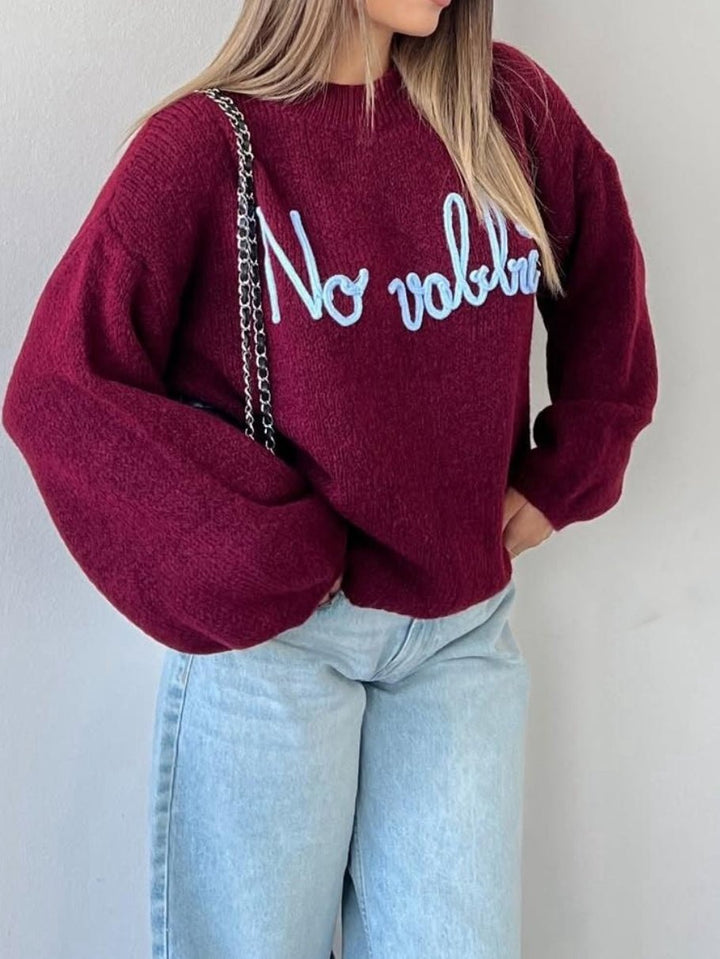 Maglione con scritta morbido e caldo Bordo Level Stores