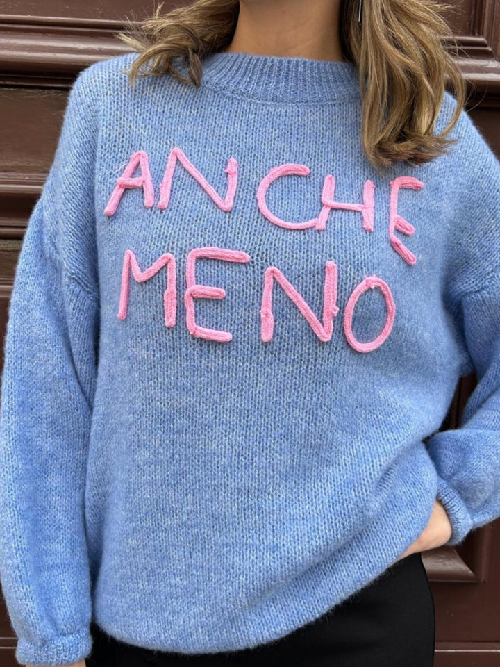 Maglione con scritta morbido e caldo, Celeste Level Stores