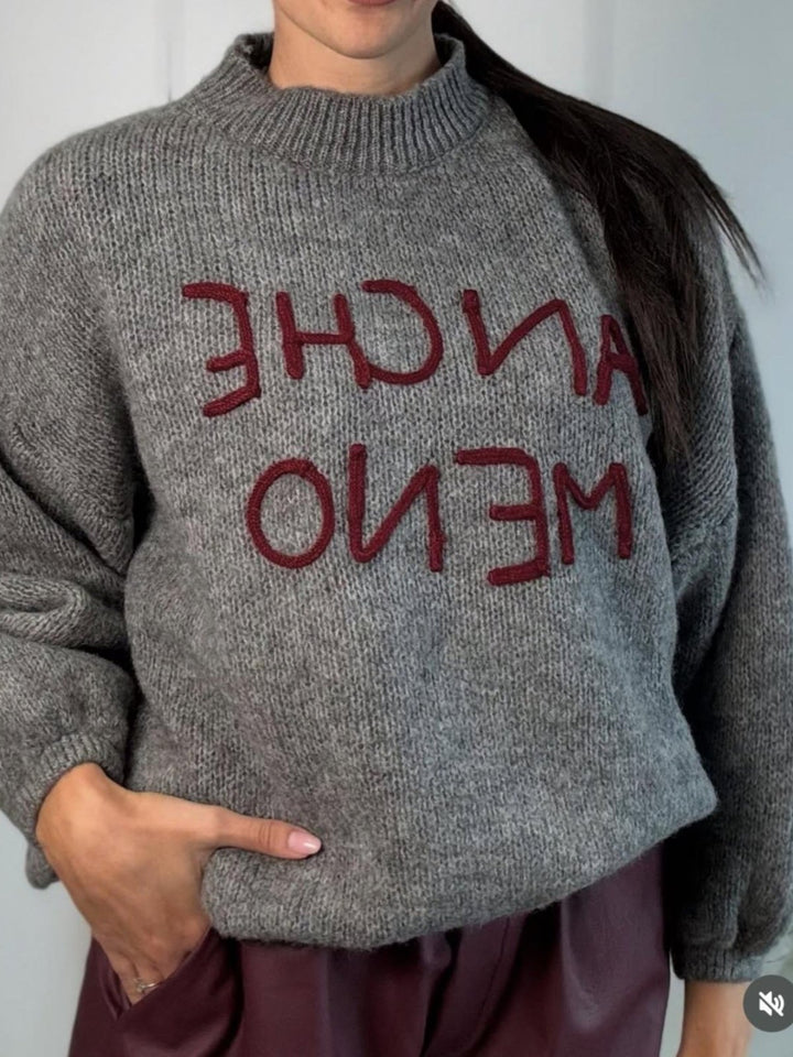 Maglione con scritta morbido e caldo, Grigio Level Stores