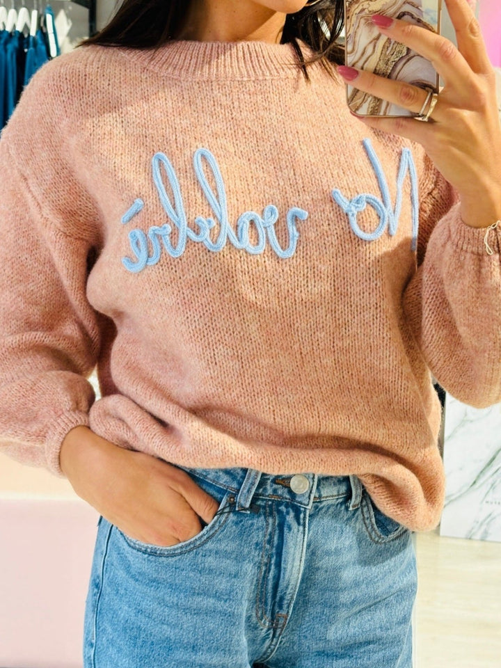 Maglione con scritta morbido e caldo Rosa Level Stores