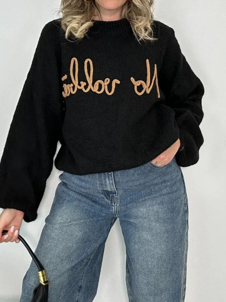 Maglione con scritta No vabbè morbido e caldo Verde Level Stores