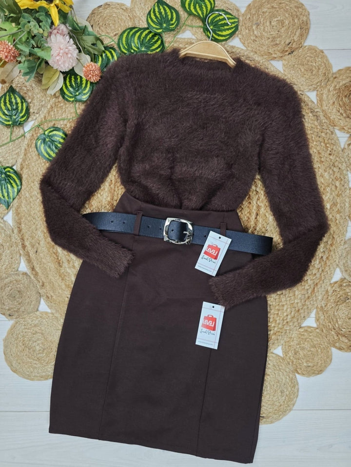 Maglione corto in pelliccia soffice e morbida Verde Level Stores