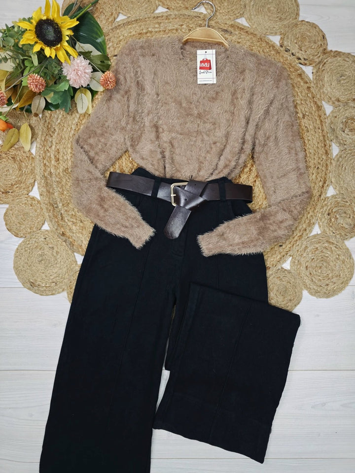 Maglione girocollo in pelliccia Morbido Bianco Level Stores