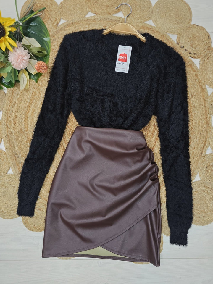 Maglione girocollo in pelliccia Morbido Bianco Level Stores