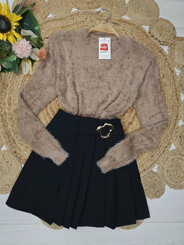 Maglione girocollo in pelliccia Morbido Bianco Level Stores