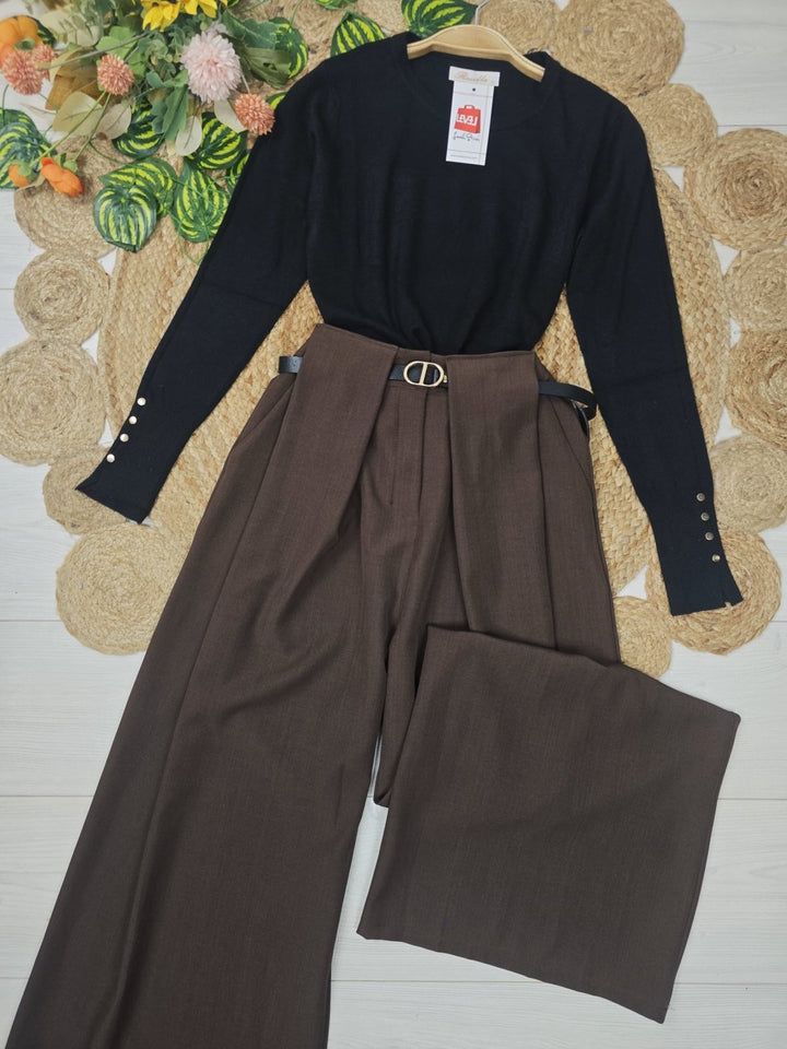 Maglione girocollo modello Zara Con bottoni Morbido Caldo Camel Level Stores