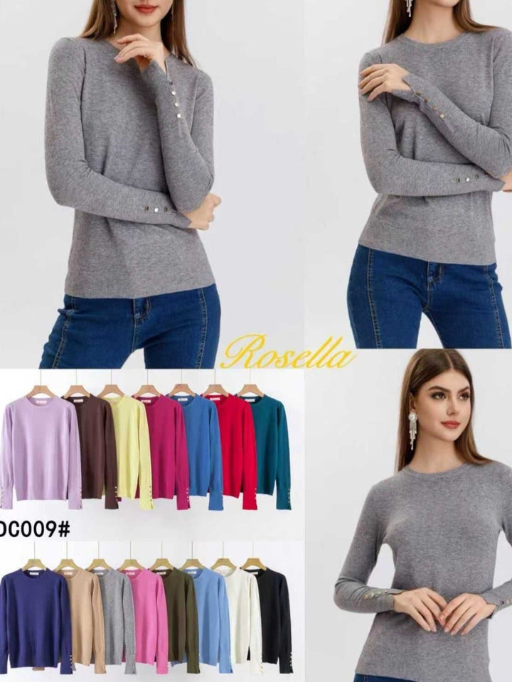 Maglione girocollo modello Zara Con bottoni Morbido Caldo Nero Level Stores