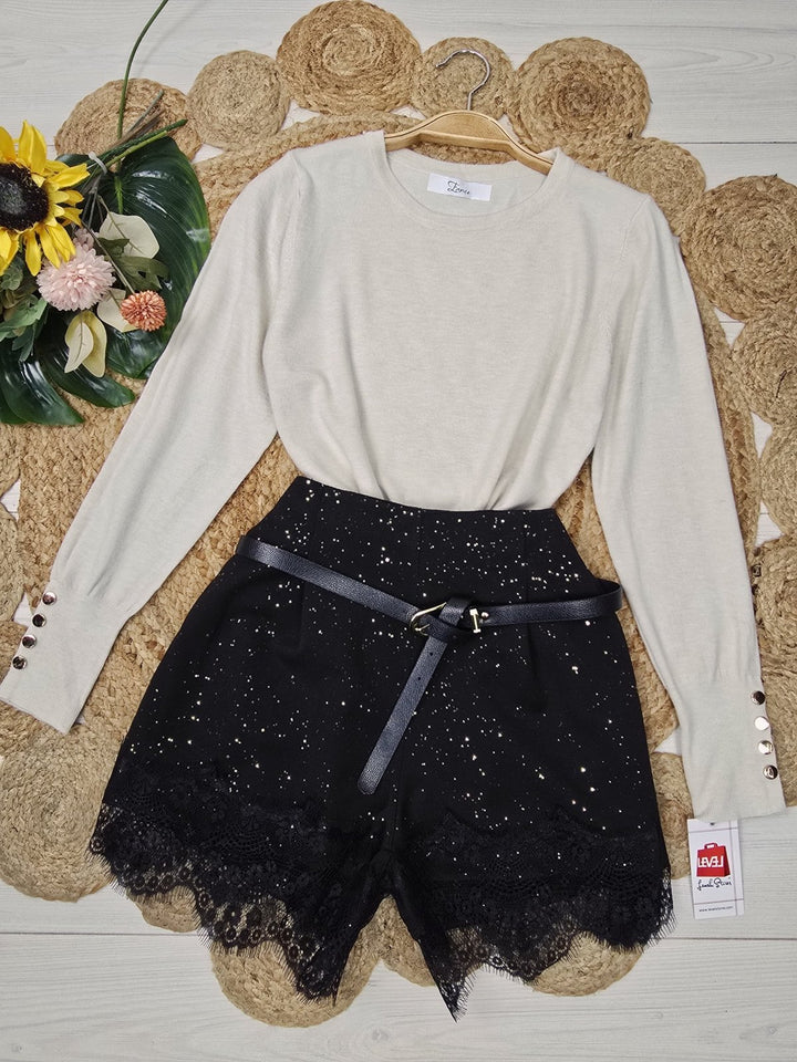 Maglione girocollo modello Zara Con bottoni Morbido Caldo Camel Level Stores