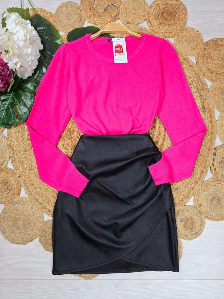 Maglione girocollo Morbodo Caldo Casual - Fucsia - Level Stores