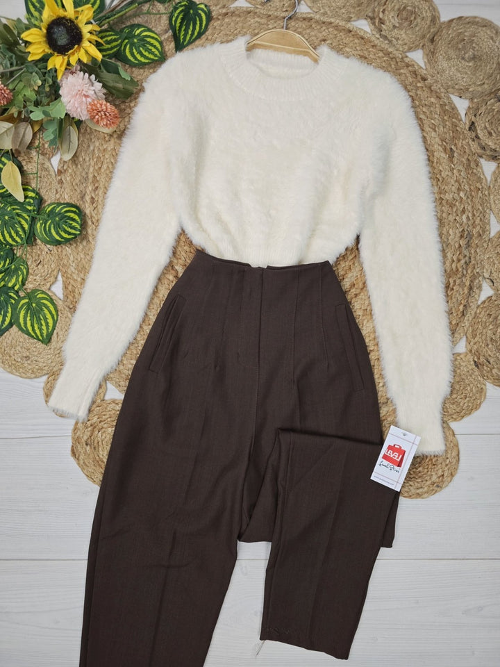 Maglione in pelliccia modello corto morbido Panna Level Stores