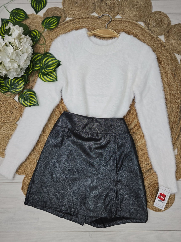 Maglione in pelliccia modello corto morbido BIanco Level Stores