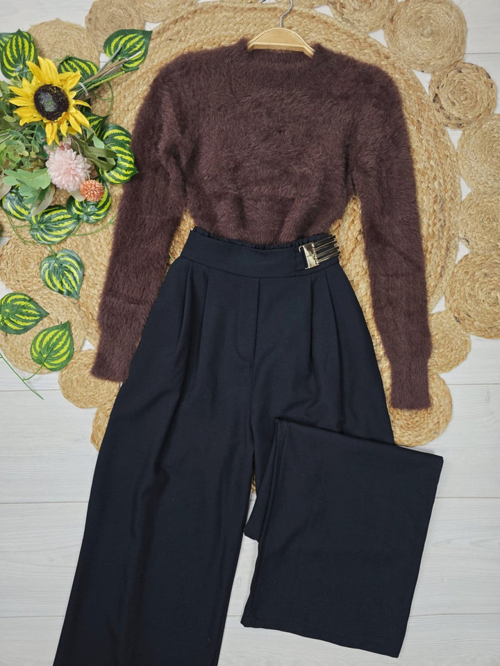 Maglione in pelliccia modello corto morbido Marrone Level Stores