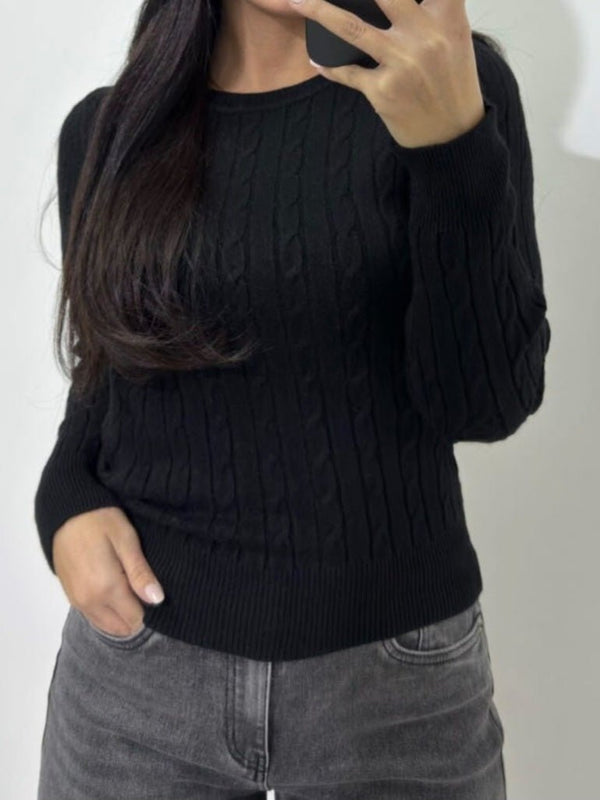 Maglione lunghezza normale con motivo a intreccio Nero Level Stores