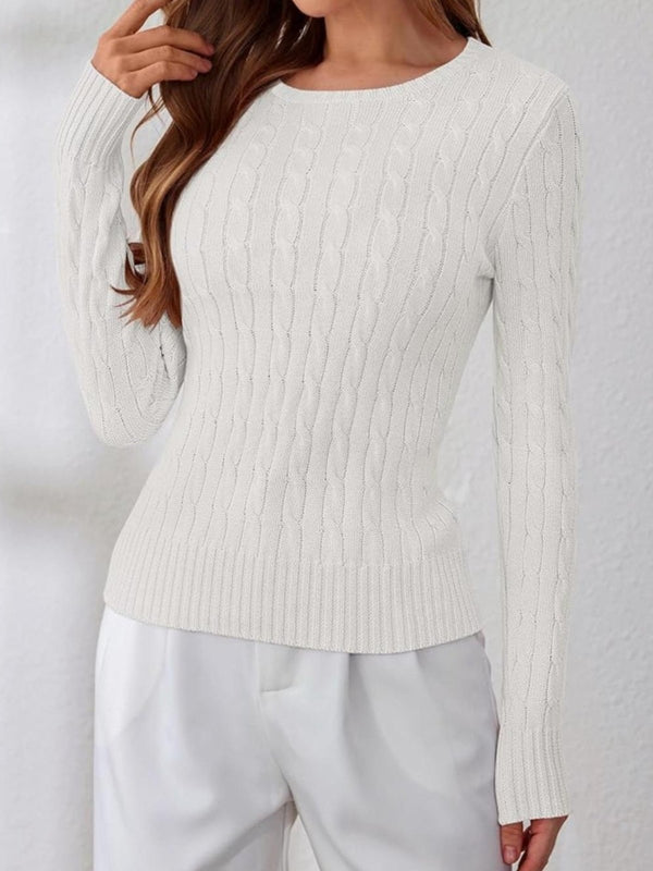 Maglione lunghezza normale con motivo a intreccio Bianco Level Stores