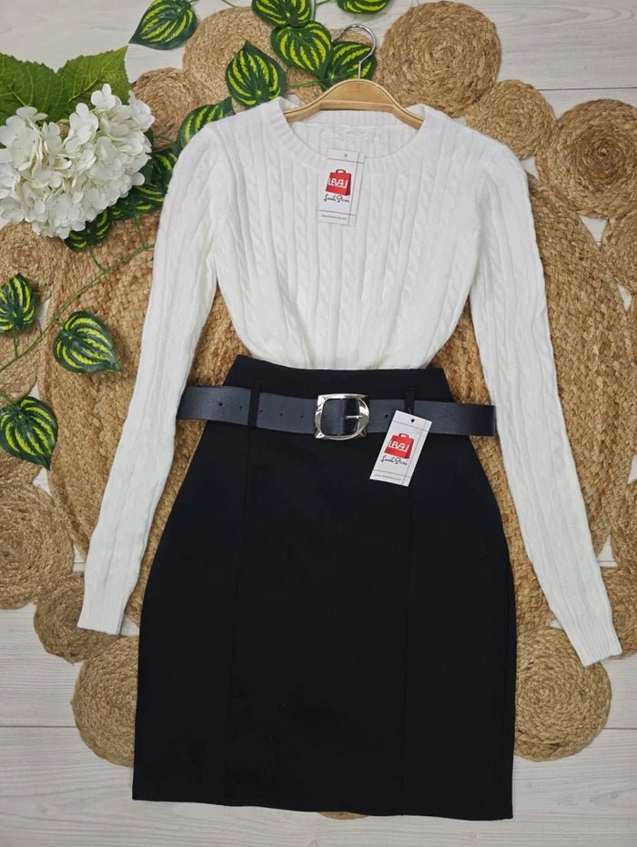 Maglione lunghezza normale con motivo a intreccio Marrone Level Stores