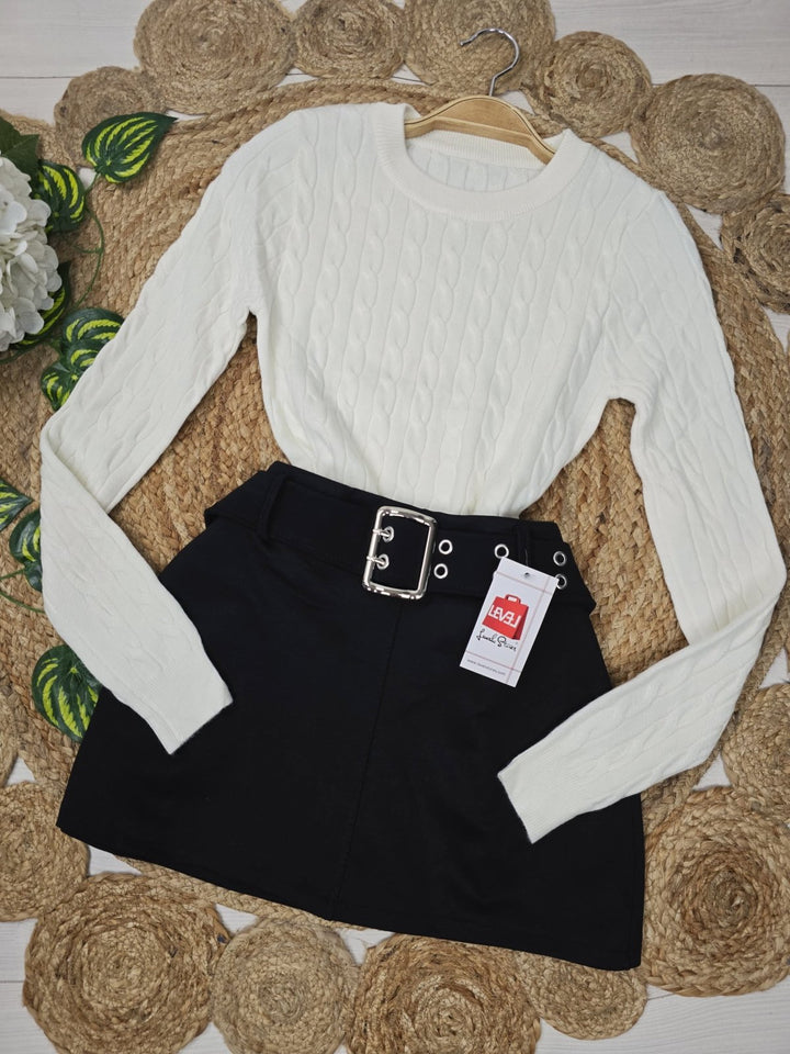 Maglione motivo a intreccio Bianco Level Stores