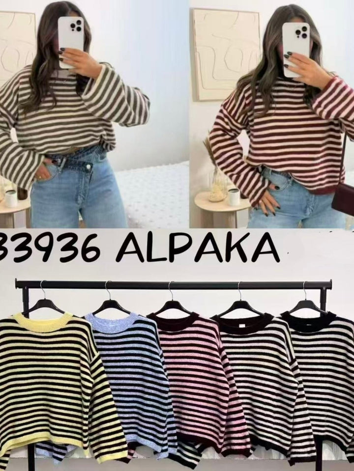 Maglione multicolore pesante morbido e caldo con manica lunga Nero Level Stores