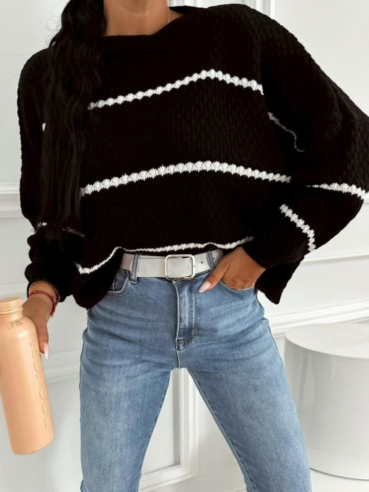 Max maglia con fantasia astratta morbido e caldo Nero Level Stores