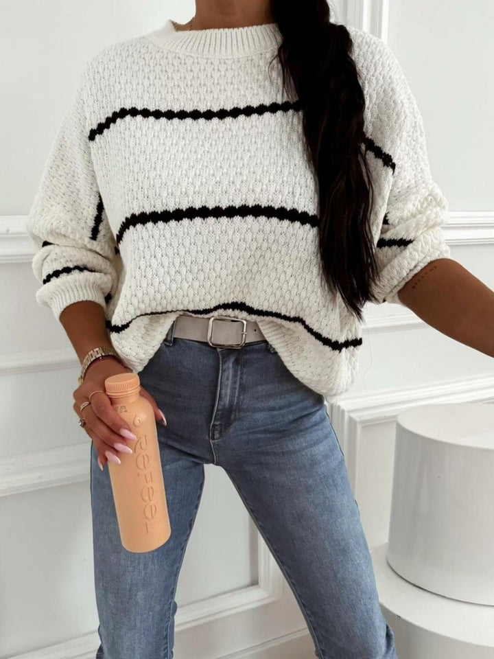 Max maglia con fantasia astratta morbido e caldo Bianco Level Stores