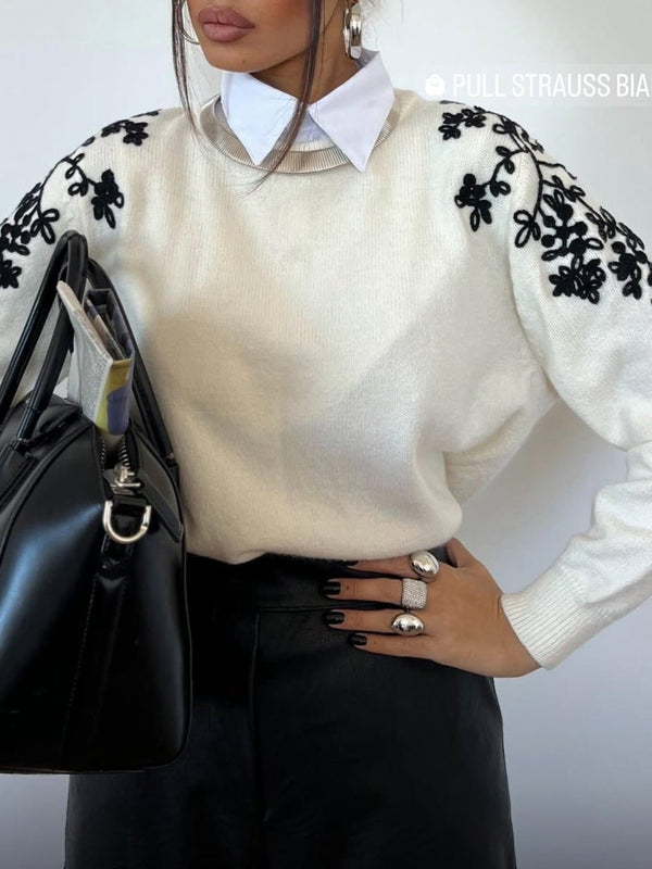 Max maglia con fantasia floreale morbido e caldo Bianco Level Stores