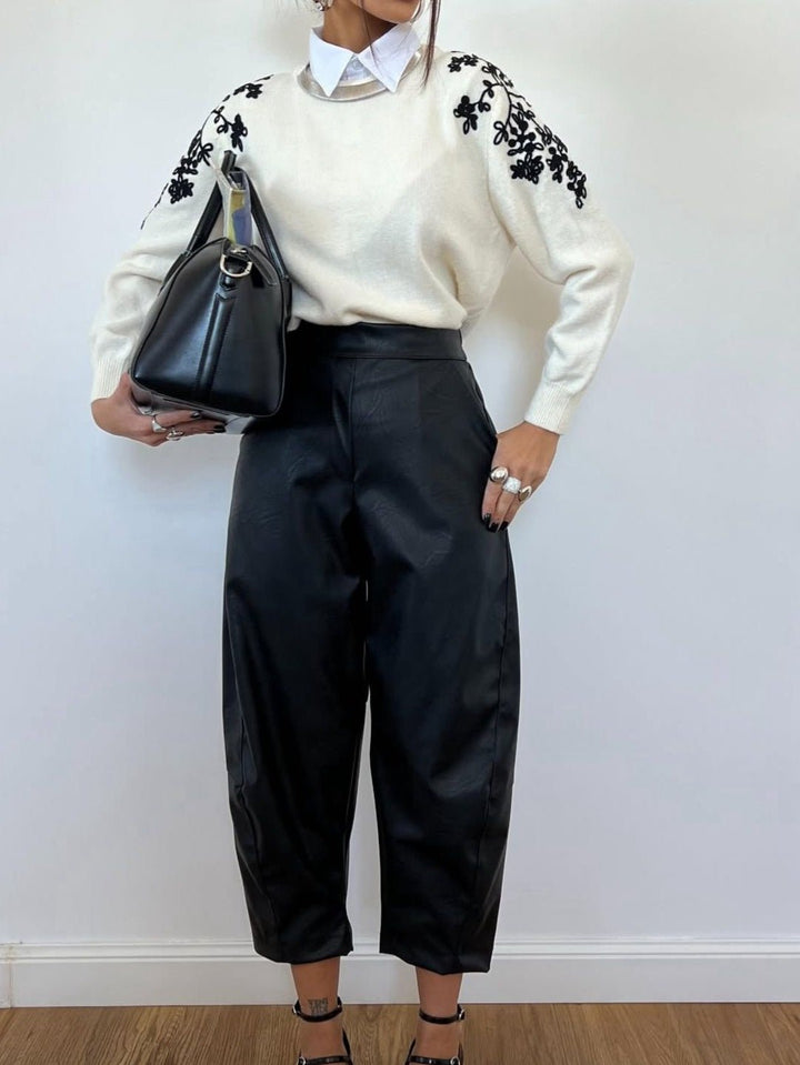 Max maglia con fantasia floreale morbido e caldo Nero Level Stores