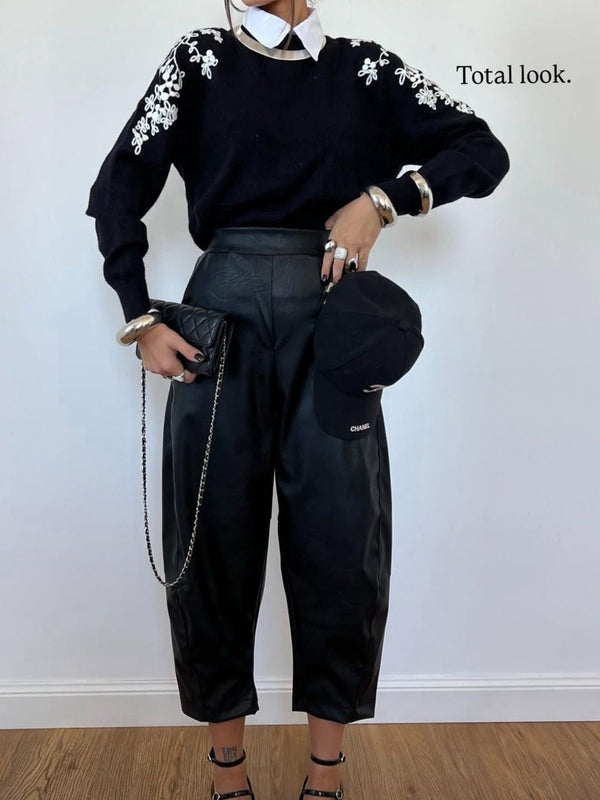 Max maglia con fantasia floreale morbido e caldo Nero Level Stores